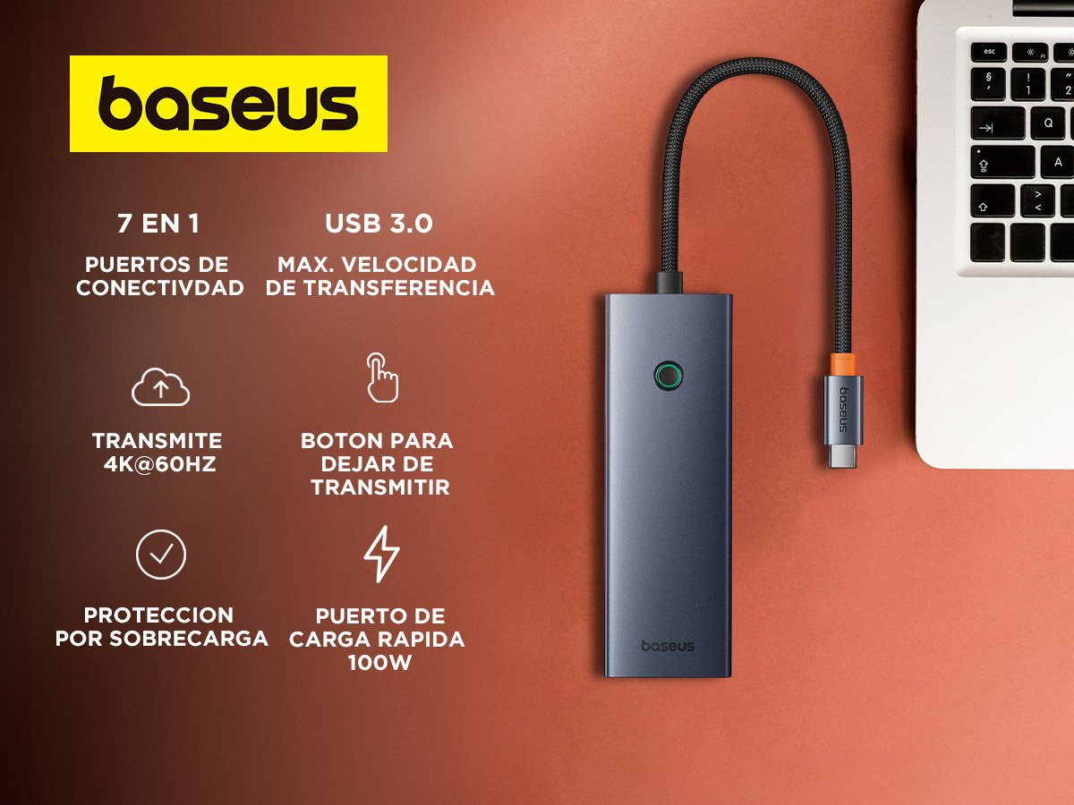 Sdtd Hub Adaptador 7 en 1 Baseus UltraJoy Tipo-C HDMI 4k@60Hz 3Usb30 PD SDTD ...