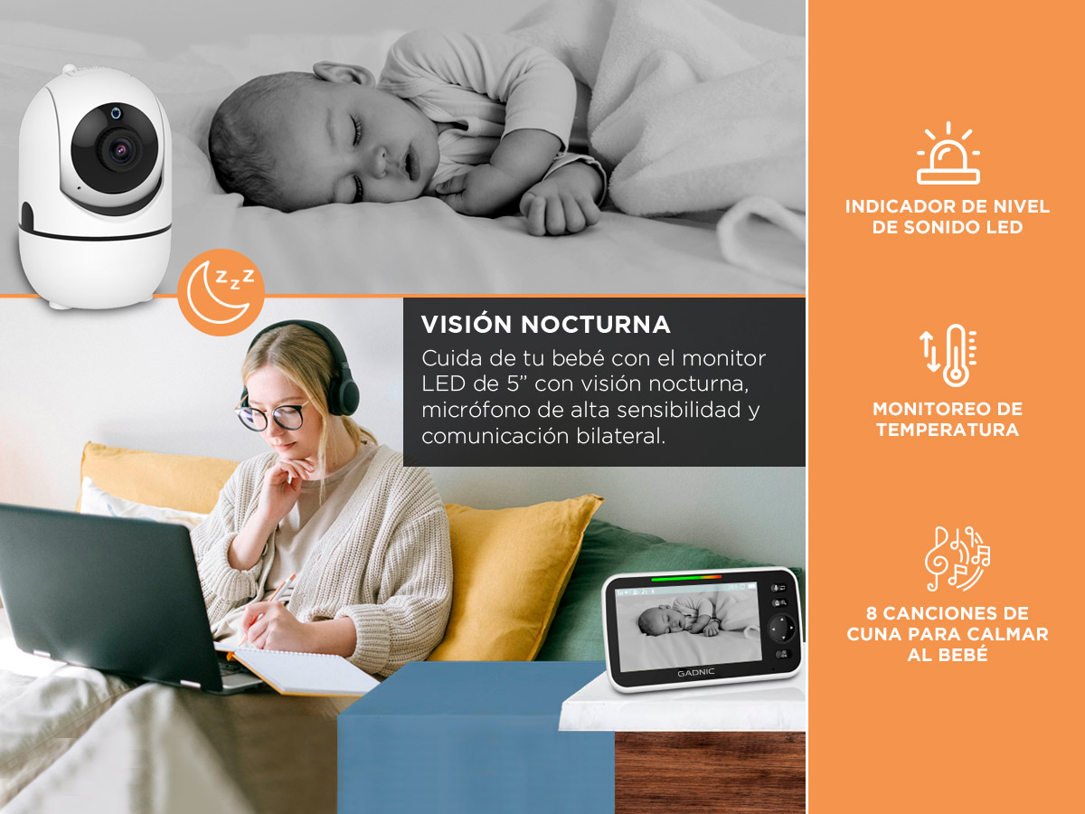 Baby Monitor SoyMomo Lite, Cámara HD, Visión Nocturna, Azul | SP Digital