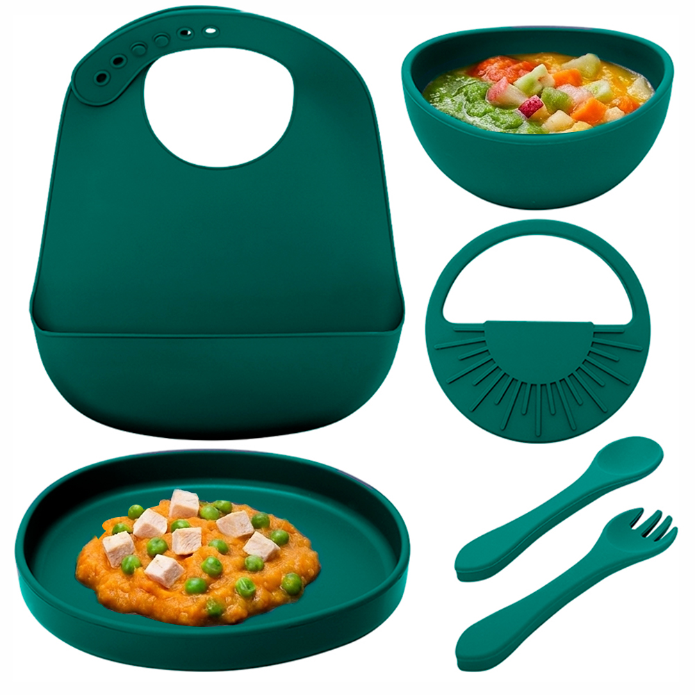 Set de Alimentación de Bebé Gadnic Cubiertos Platos de Silicona
