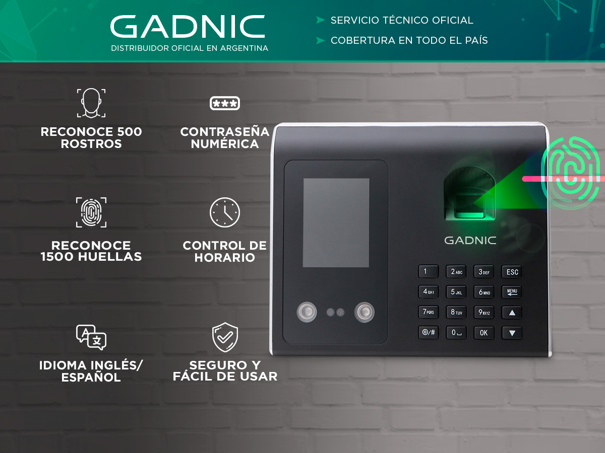 Control de acceso biométrico Gadnic Huella, Rostro y Contraseña | Gadnic