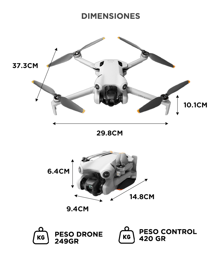 Drone DJI Mini 4 Pro Control Remoto DJI RC-N2 | Bidcom