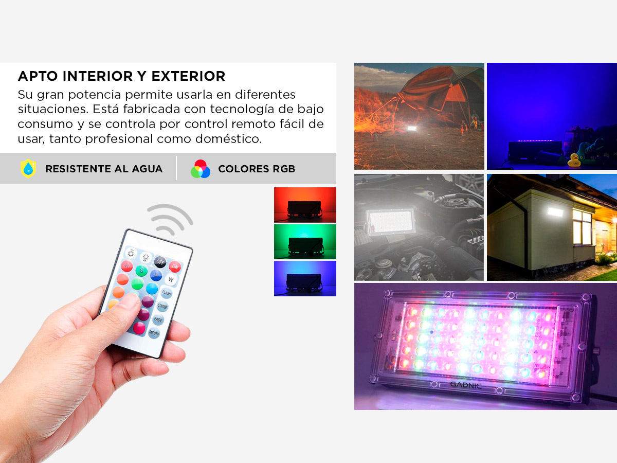 Reflector Interioe Reflector Led RGB Gadnic Para Interior y Exterior 9W | Gadnic