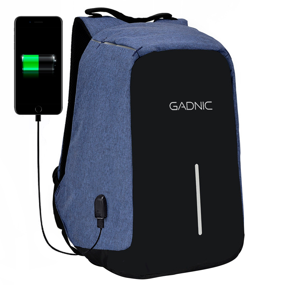 Mochila Antirrobo Gadnic 35 Litros Porta Notebook Tela Anti Cortes Puerto USB Gadnic