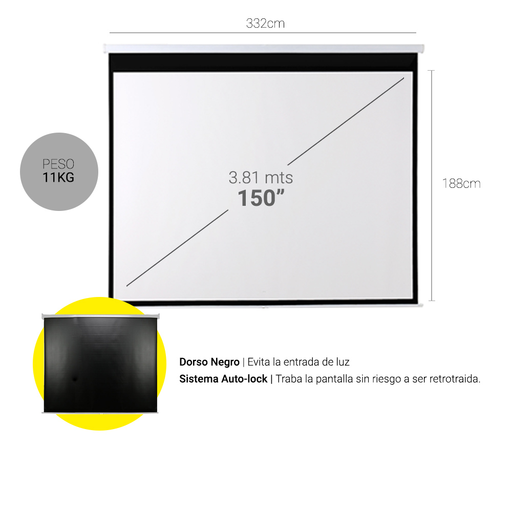 Pantalla Proyector Gadnic 150" | Bidcom