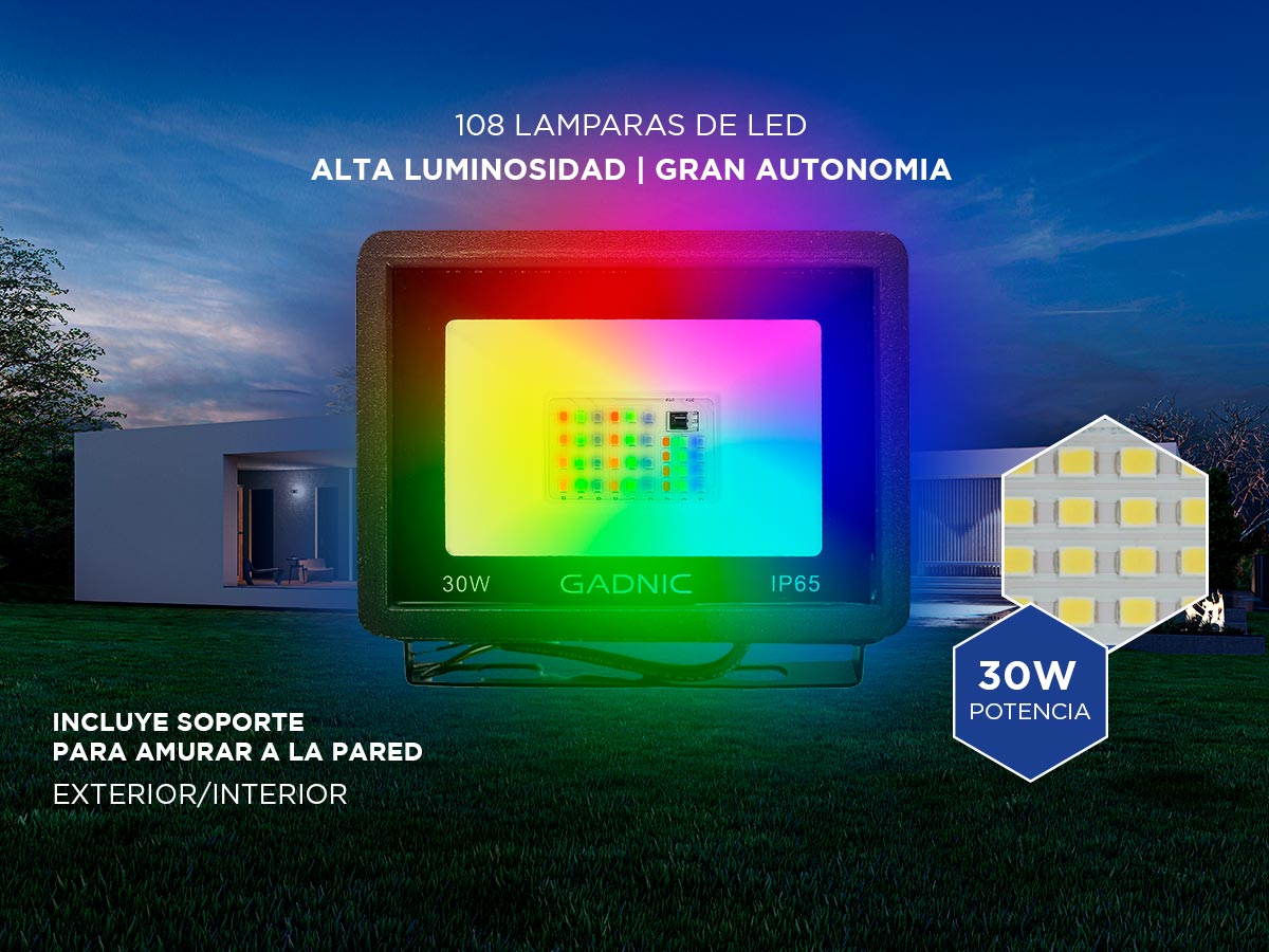 Reflector Interioe Reflector Led RGB Gadnic Para Interior Exterior 30w | Bidcom
