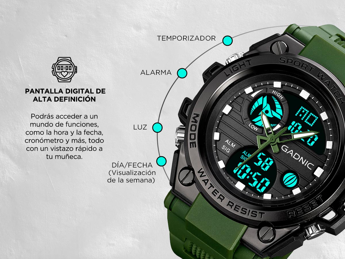 Reloj Middle Reloj De Hombre Analogico Digital Gadnic Multifuncional Impermeable ...