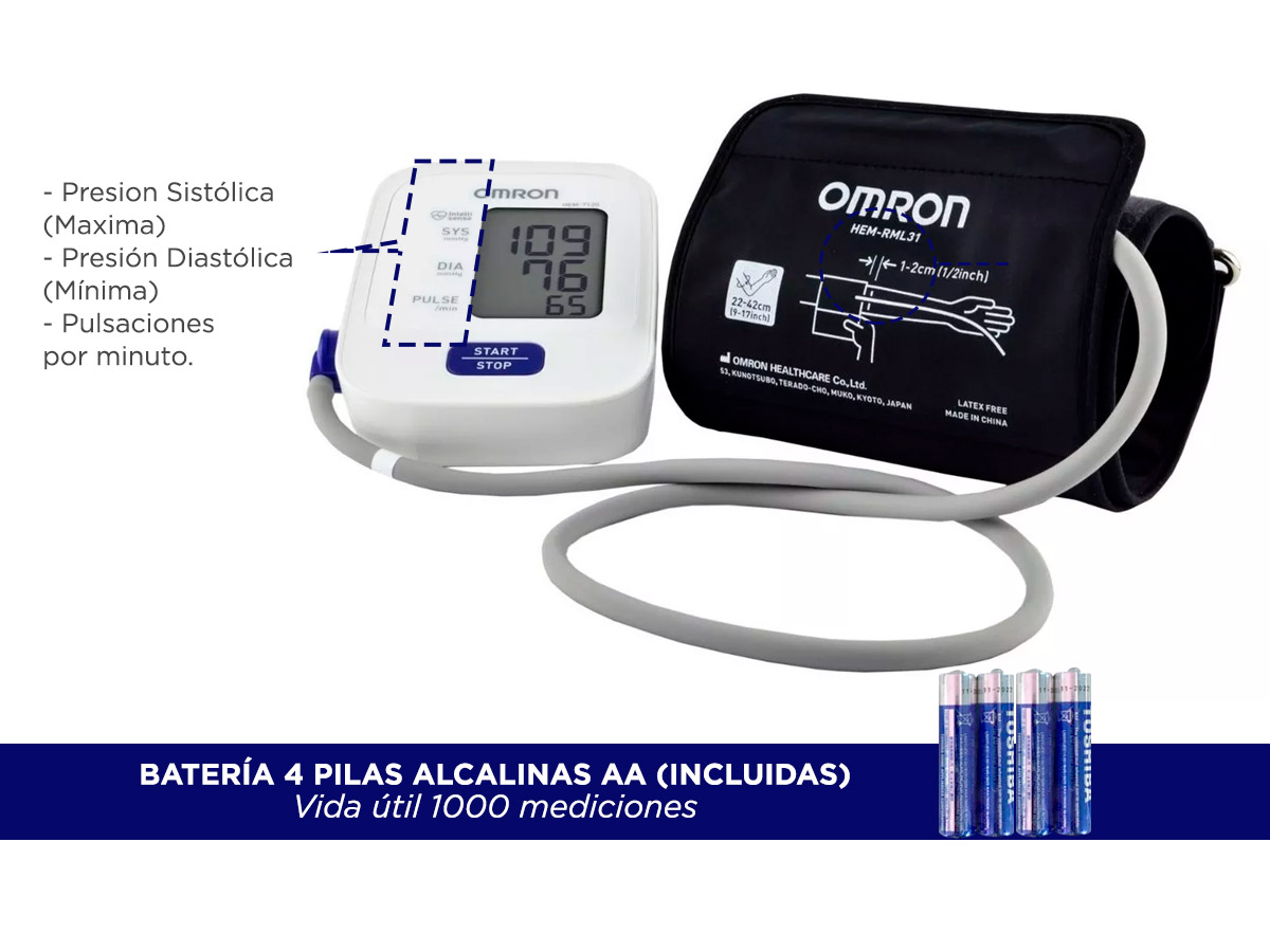 Tensiometro Digital Omron Brazo Hem-7120 Monitor de presión Arterial